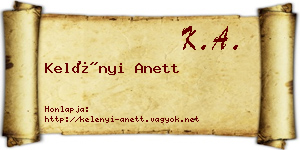 Kelényi Anett névjegykártya